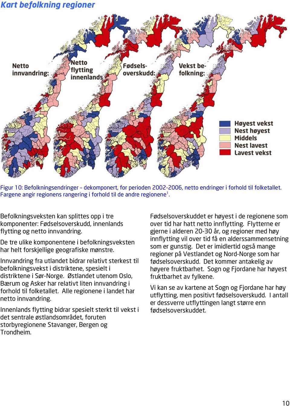 De tre ulike komponentene i befolkningsveksten har helt forskjellige geografiske mønstre.