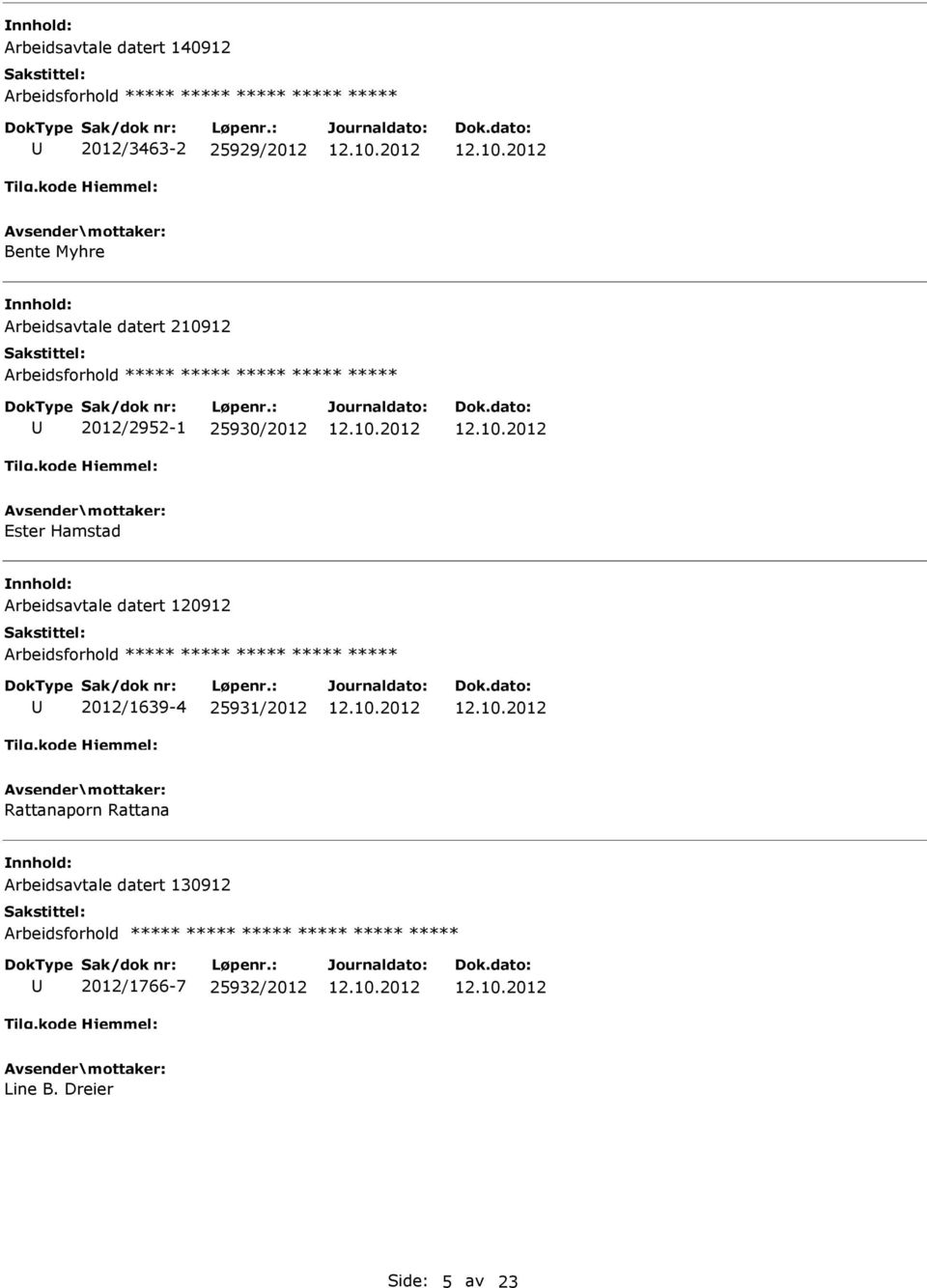 Arbeidsavtale datert 120912 2012/1639-4 25931/2012 Rattanaporn Rattana