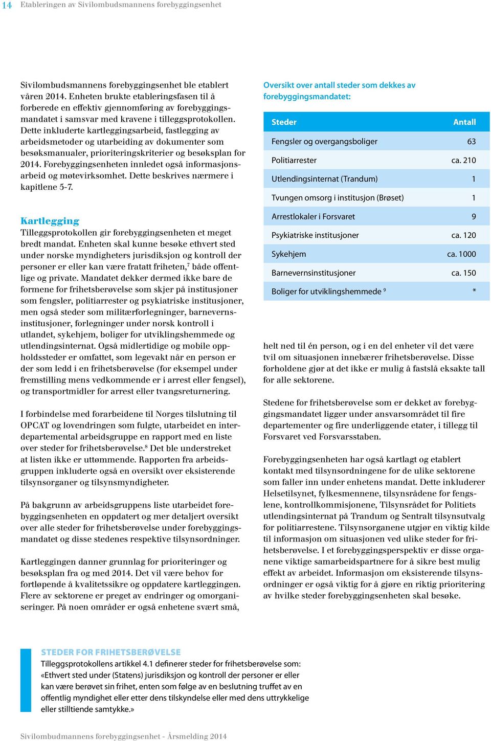 Dette inkluderte kartleggingsarbeid, fastlegging av arbeidsmetoder og utarbeiding av dokumenter som besøksmanualer, prioriteringskriterier og besøksplan for 2014.