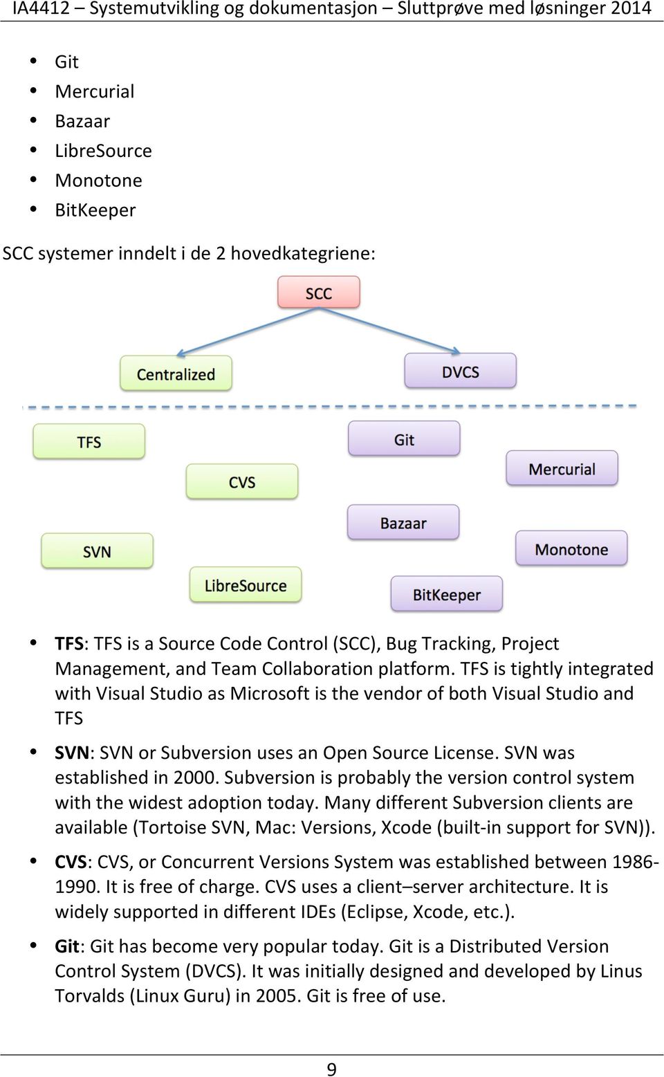 Subversion is probably the version control system with the widest adoption today. Many different Subversion clients are available (Tortoise SVN, Mac: Versions, Xcode (built- in support for SVN)).