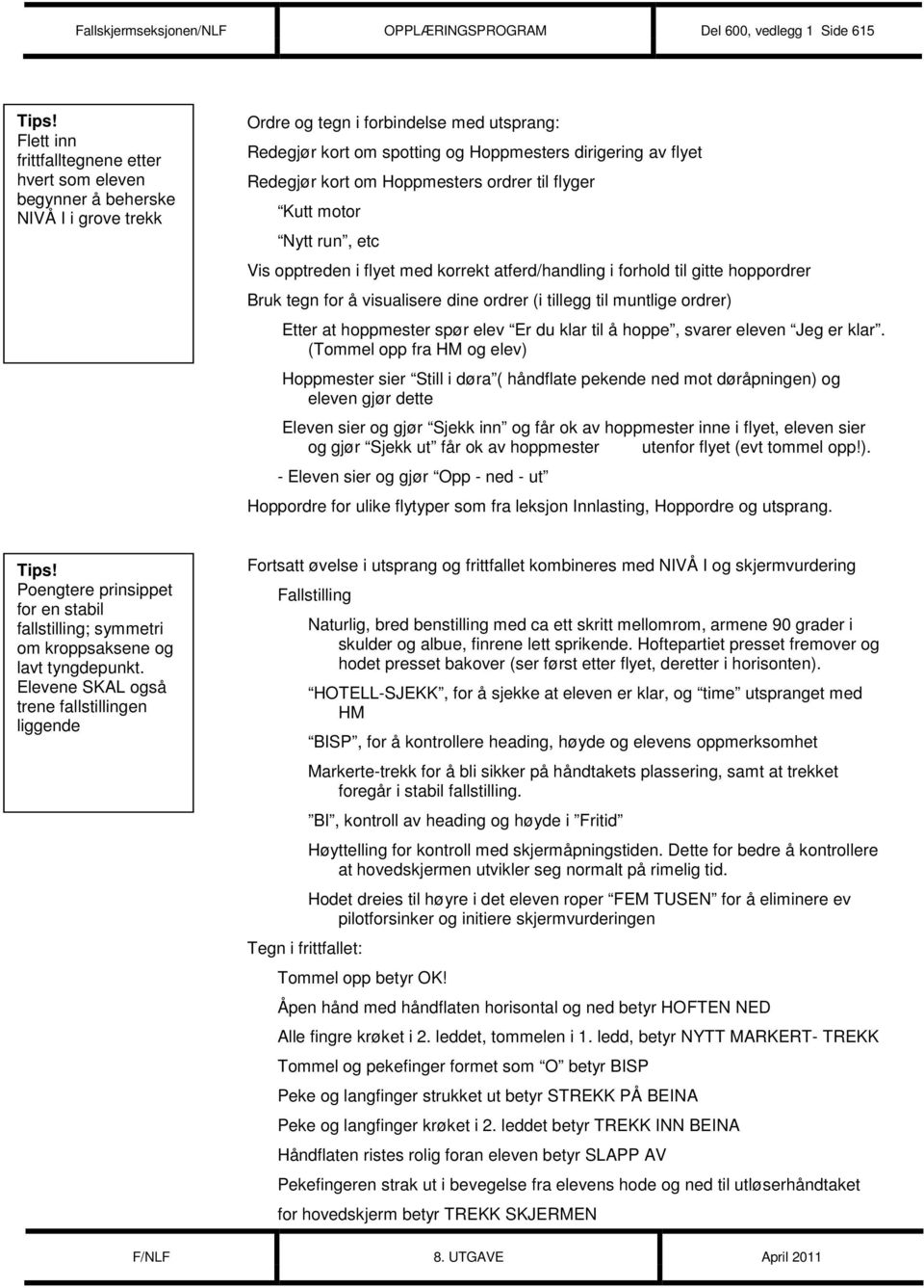 forhold til gitte hoppordrer Bruk tegn for å visualisere dine ordrer (i tillegg til muntlige ordrer) Etter at hoppmester spør elev Er du klar til å hoppe, svarer eleven Jeg er klar.