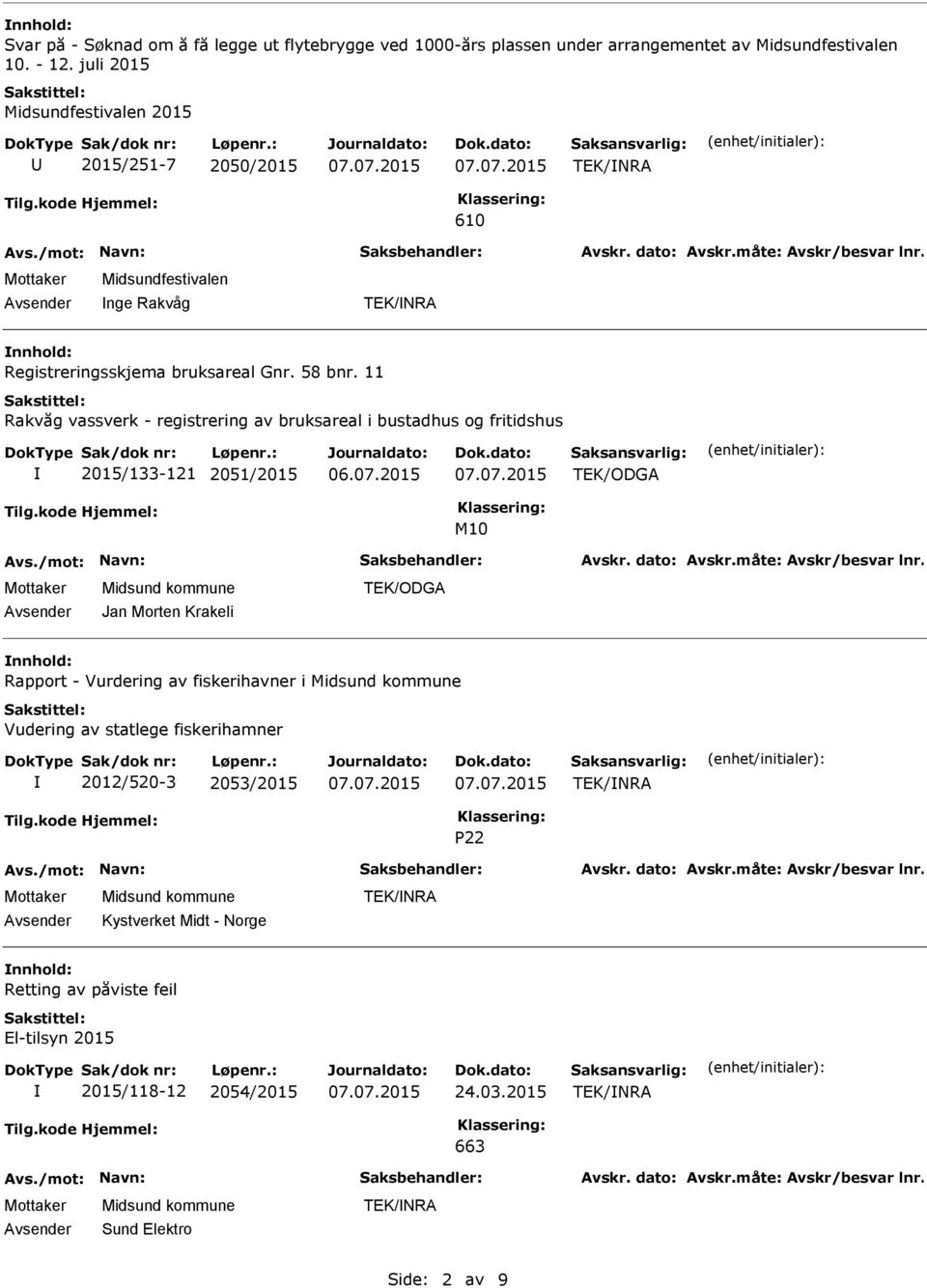 11 Rakvåg vassverk - registrering av bruksareal i bustadhus og fritidshus 2015/133-121 2051/2015 TEK/ODGA M10 Jan Morten Krakeli TEK/ODGA Rapport - Vurdering av