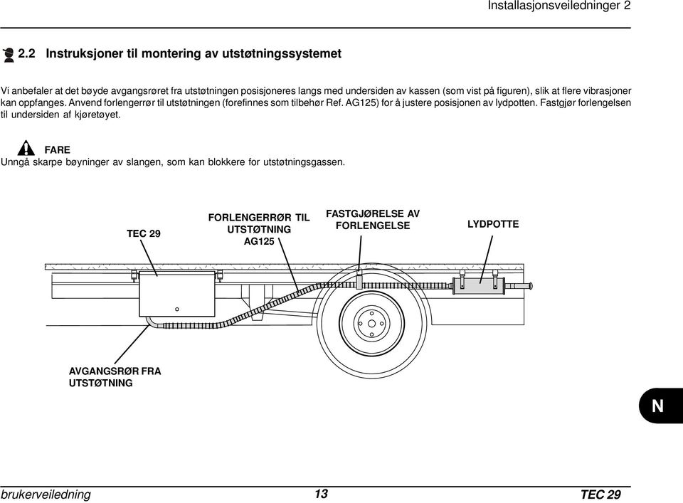 (som vist på figuren), slik at flere vibrasjoner kan oppfanges. Anvend forlengerrør til utstøtningen (forefinnes som tilbehør Ref.