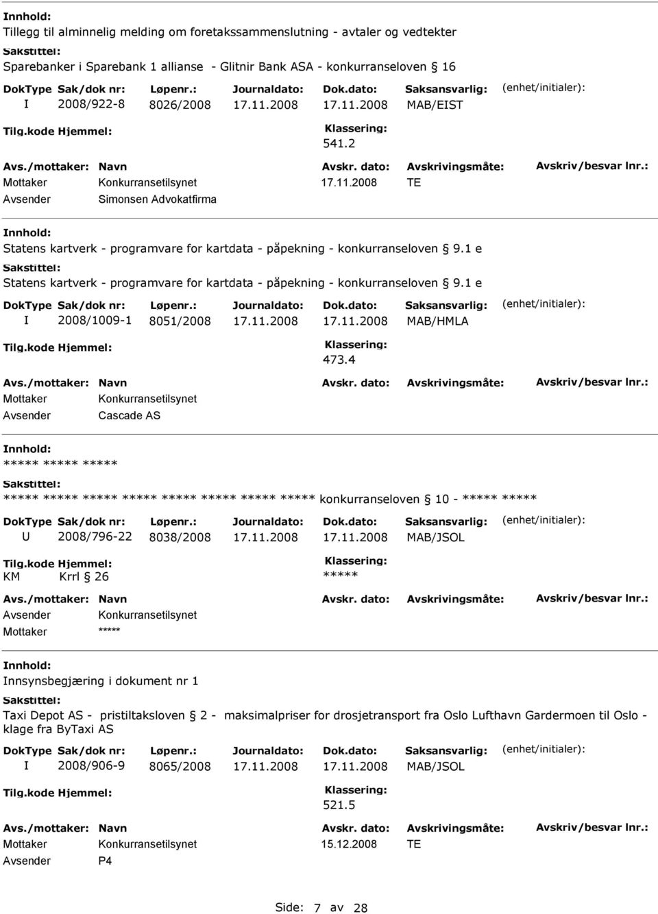 1 e Statens kartverk - programvare for kartdata - påpekning - konkurranseloven 9.1 e 2008/1009-1 8051/2008 MAB/HMLA 473.