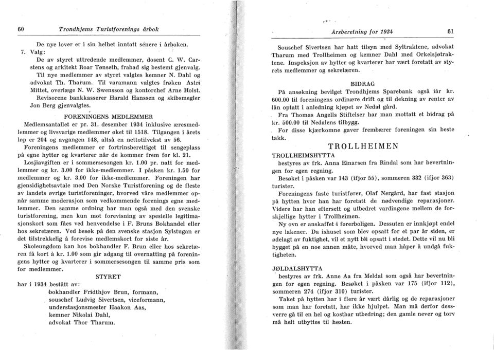 Swensson og kontorchef Arne Holst. Revisorene bankkasserer Harald Hanssen og skibsmegler Jon Berg gjenvalgtes. FORENINGENS MEDLEMMER Medlemsantallet er pr. 31.