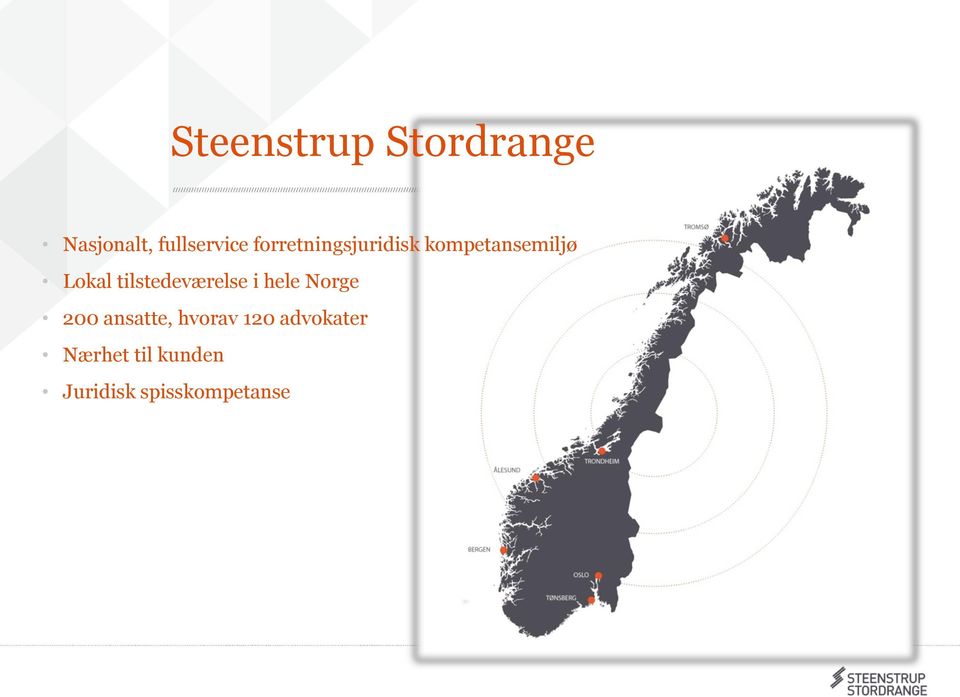 tilstedeværelse i hele Norge 200 ansatte,