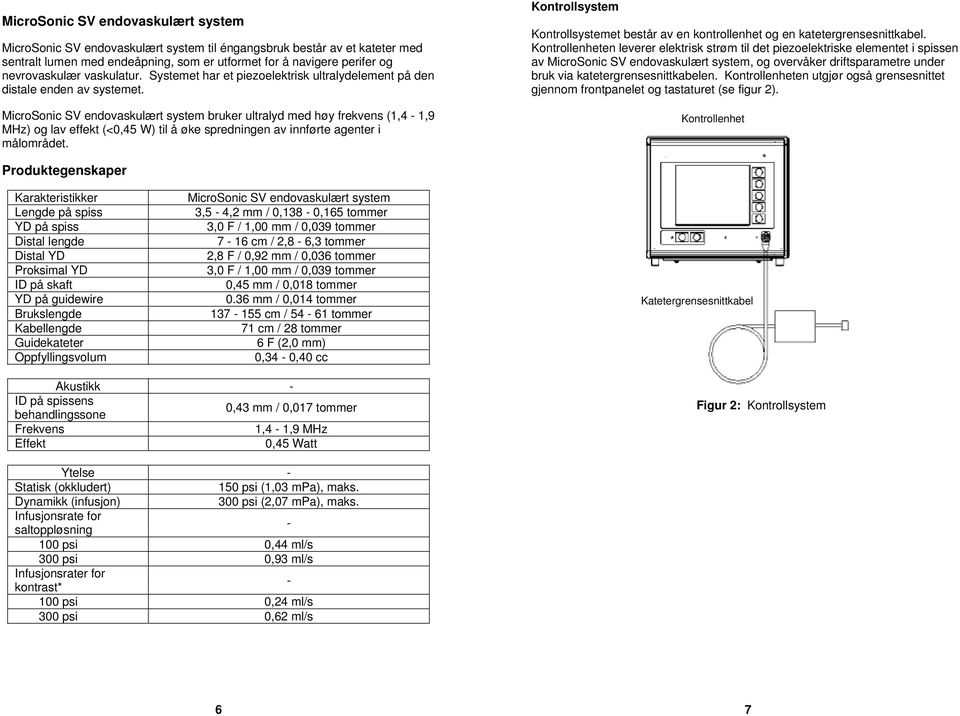 MicroSonic SV endovaskulært system bruker ultralyd med høy frekvens (1,4-1,9 MHz) og lav effekt (<0,45 W) til å øke spredningen av innførte agenter i målområdet.