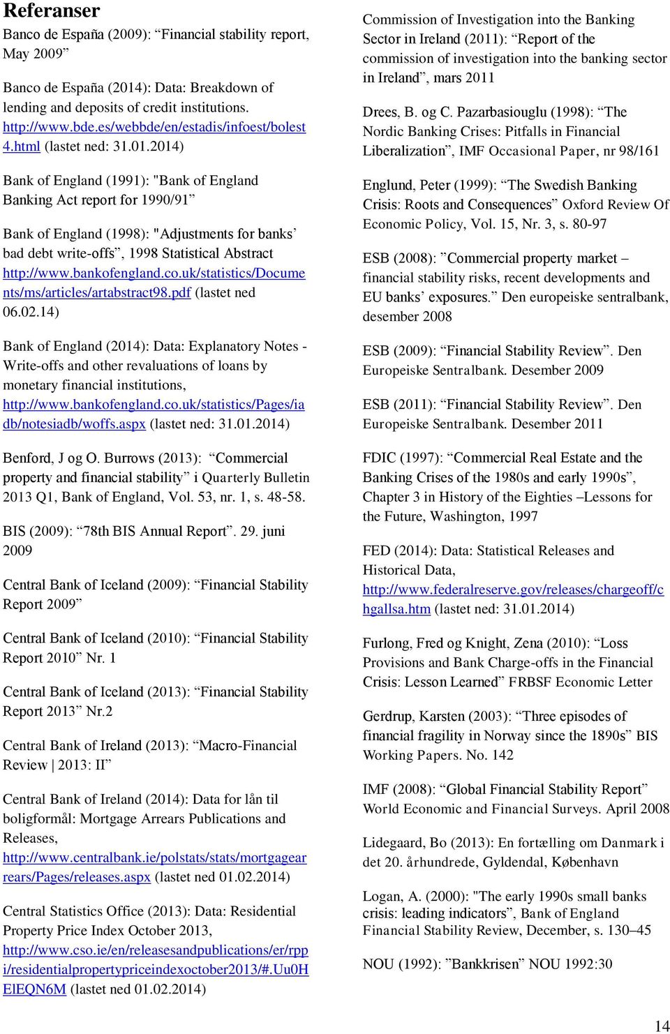 2014) Bank of England (1991): "Bank of England Banking Act report for 1990/91 Bank of England (1998): "Adjustments for banks bad debt write-offs, 1998 Statistical Abstract http://www.bankofengland.co.