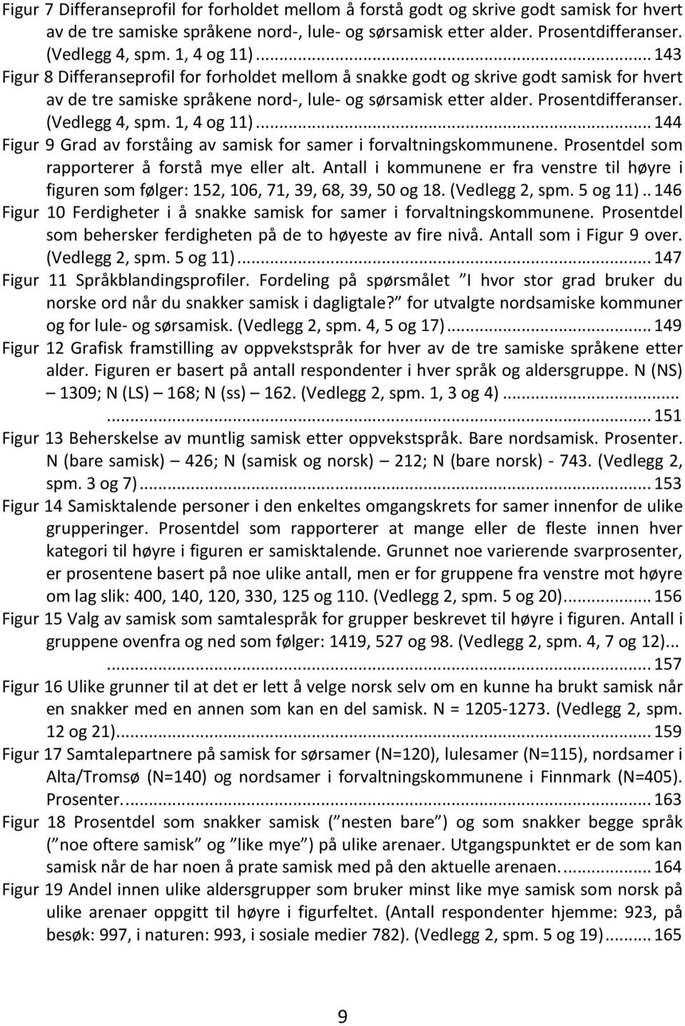 (Vedlegg 4, spm. 1, 4 og 11)... 144 Figur 9 Grad av forståing av samisk for samer i forvaltningskommunene. Prosentdel som rapporterer å forstå mye eller alt.