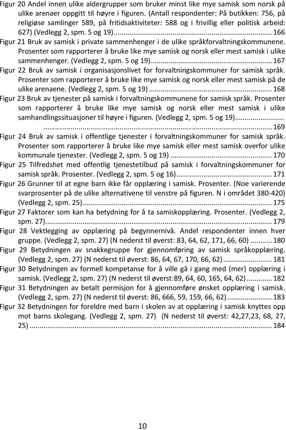 .. 166 Figur 21 Bruk av samisk i private sammenhenger i de ulike språkforvaltningskommunene. Prosenter som rapporterer å bruke like mye samisk og norsk eller mest samisk i ulike sammenhenger.