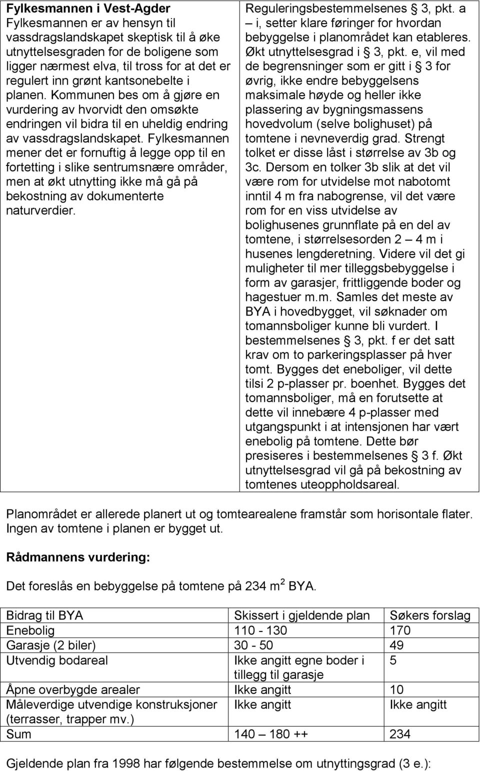 Fylkesmannen mener det er fornuftig å legge opp til en fortetting i slike sentrumsnære områder, men at økt utnytting ikke må gå på bekostning av dokumenterte naturverdier.