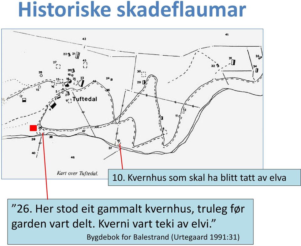 Her stod eit gammalt kvernhus, truleg før garden