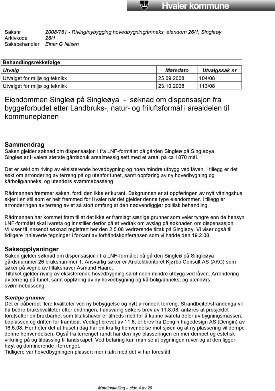 /08 Utvalget for miljø og teknikk 23.10.