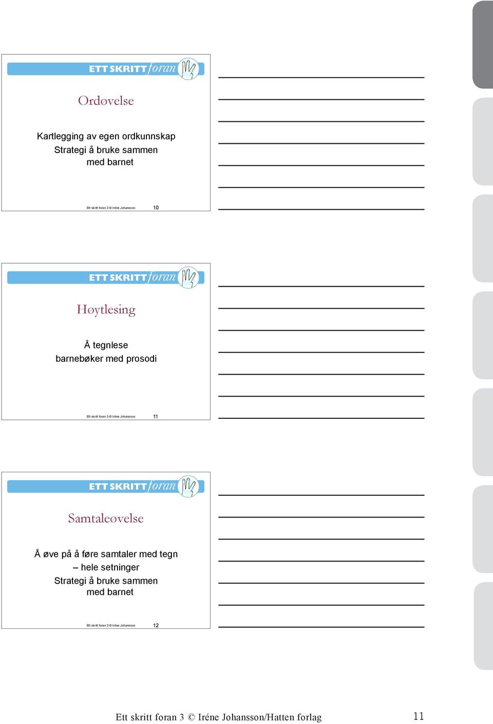 Johansson 11 Samtaleøvelse Å øve på å føre samtaler med tegn hele setninger Strategi å bruke