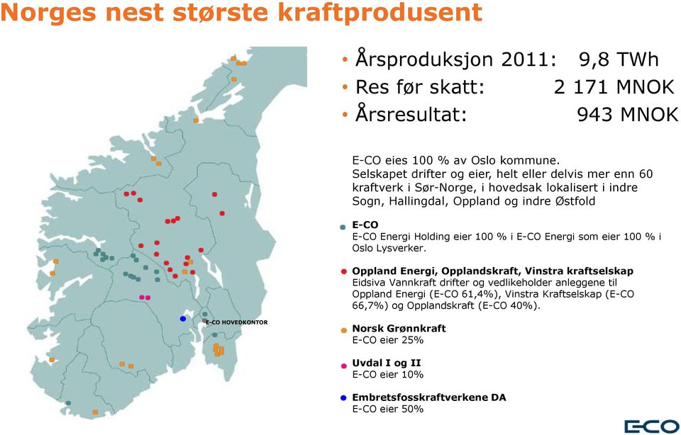 Holding eier 100 % i E-CO Energi som eier 100 % i Oslo Lysverker.