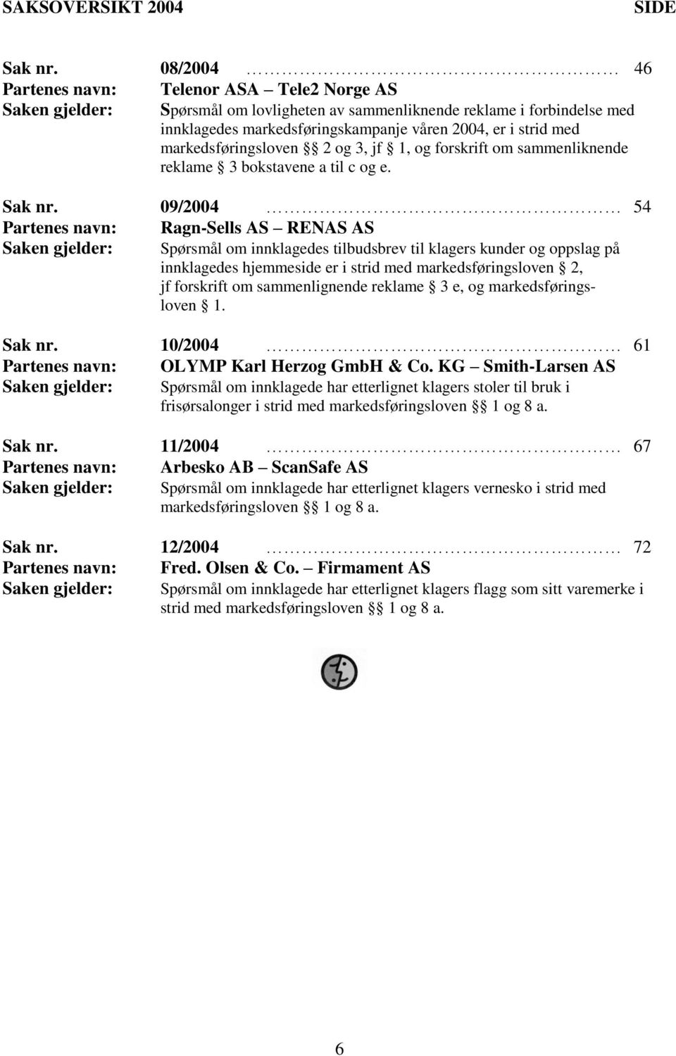 markedsføringsloven 2 og 3, jf 1, og forskrift om sammenliknende reklame 3 bokstavene a til c og e. Sak nr.