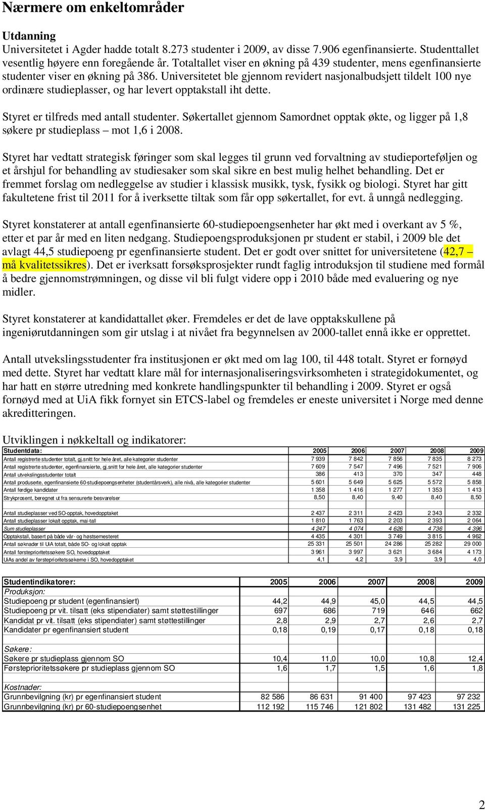 Universitetet ble gjennom revidert nasjonalbudsjett tildelt 100 nye ordinære studieplasser, og har levert opptakstall iht dette. Styret er tilfreds med antall studenter.