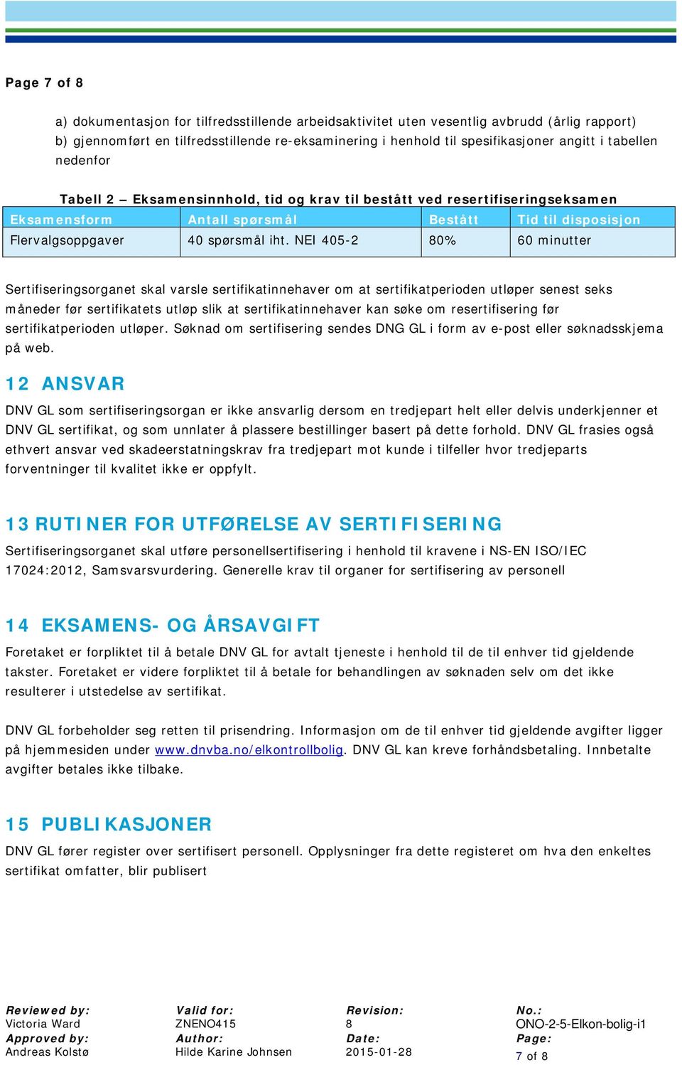 NEI 405-2 80% 60 minutter Sertifiseringsorganet skal varsle sertifikatinnehaver om at sertifikatperioden utløper senest seks måneder før sertifikatets utløp slik at sertifikatinnehaver kan søke om