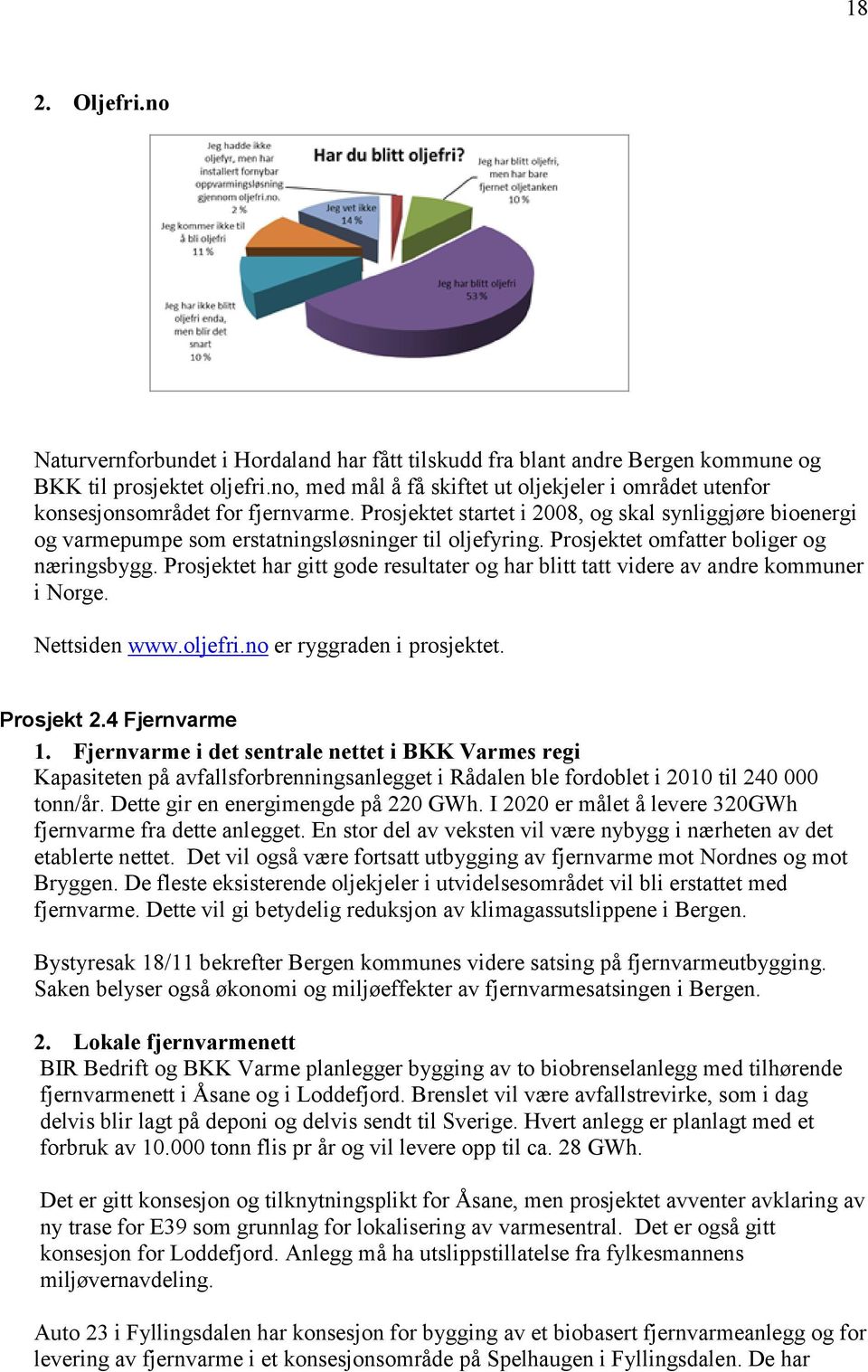 Prosjektet startet i 2008, og skal synliggjøre bioenergi og varmepumpe som erstatningsløsninger til oljefyring. Prosjektet omfatter boliger og næringsbygg.