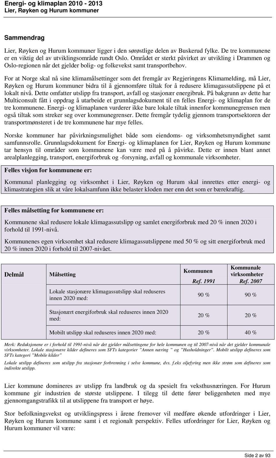 For at Norge skal nå sine klimamålsettinger som det fremgår av Regjeringens Klimamelding, må Lier, Røyken og Hurum kommuner bidra til å gjennomføre tiltak for å redusere klimagassutslippene på et