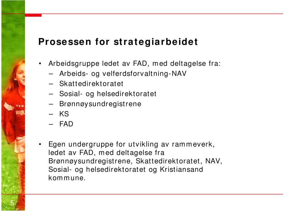 KS FAD Egen undergruppe for utvikling av rammeverk, ledet av FAD, med deltagelse fra