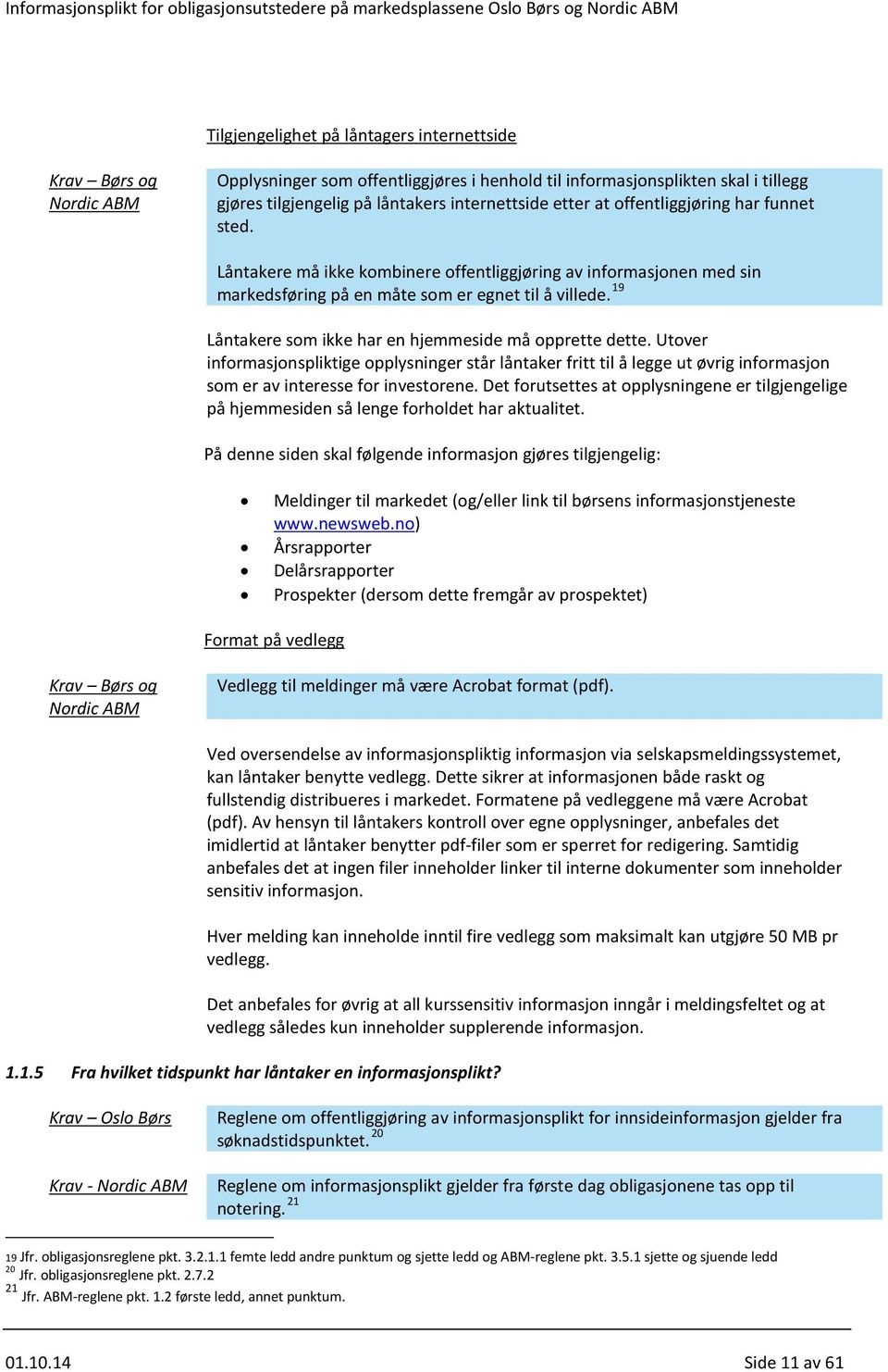 Utover informasjonspliktige opplysninger står låntaker fritt til å legge ut øvrig informasjon som er av interesse for investorene.