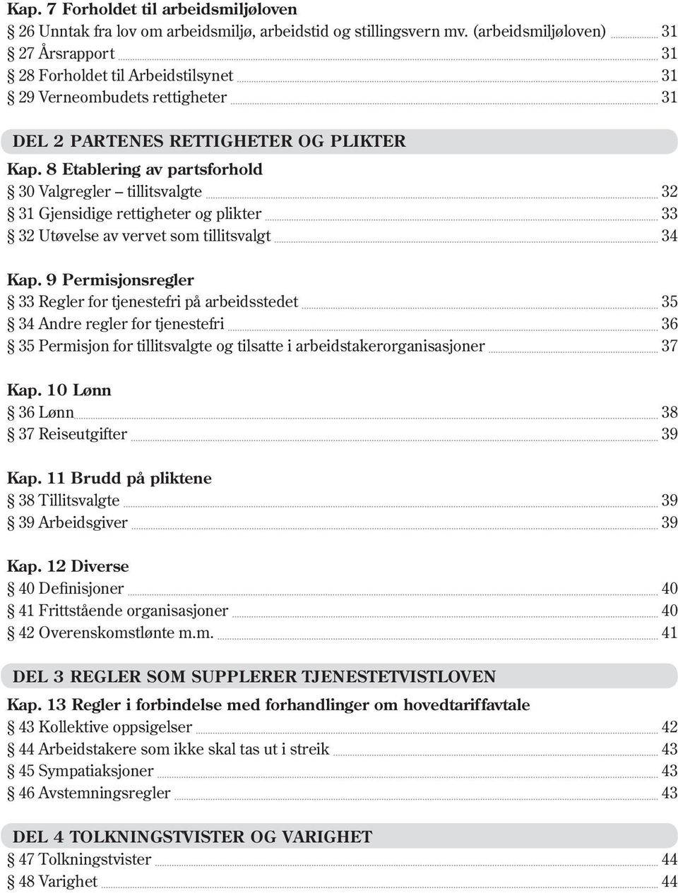 8 Etablering av partsforhold 30 Valgregler tillitsvalgte 32 31 Gjensidige rettigheter og plikter 33 32 Utøvelse av vervet som tillitsvalgt 34 Kap.