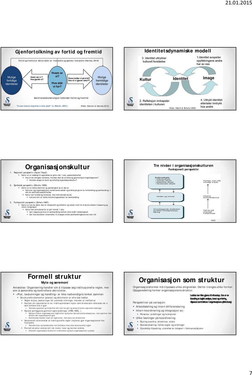 ? Mulige fremtidige identiteter Identitetsrekonstruksjon forbinder fortid og fremtid A new future requires a new past (J.