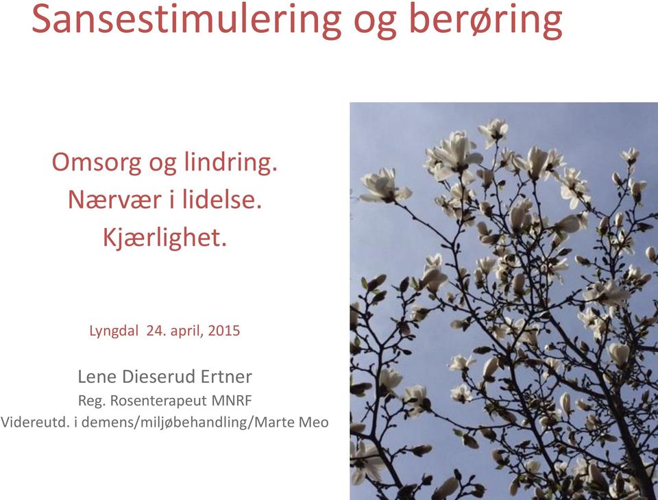 april, 2015 Lene Dieserud Ertner Reg.