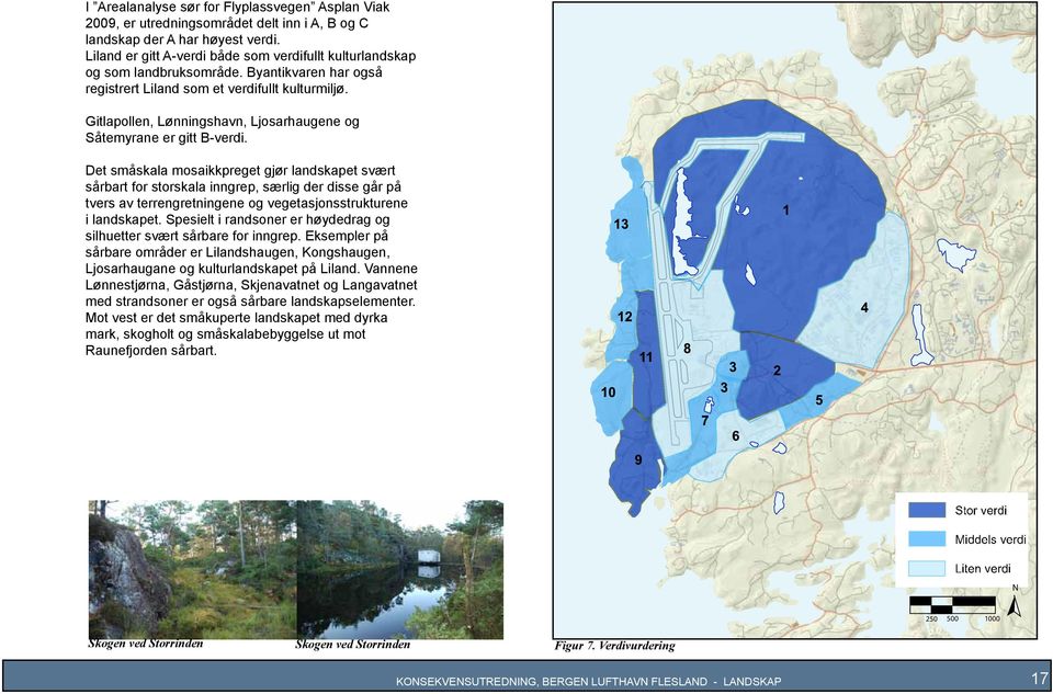 Gitlapollen, Lønningshavn, Ljosarhaugene og Såtemyrane er gitt B-verdi.