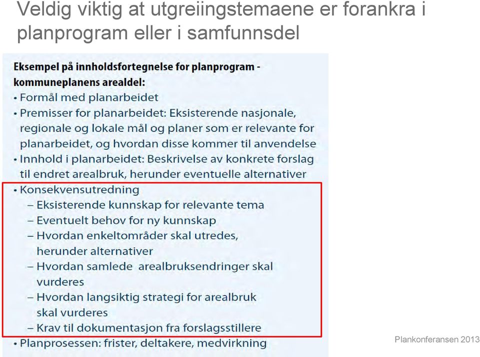 forankra i planprogram