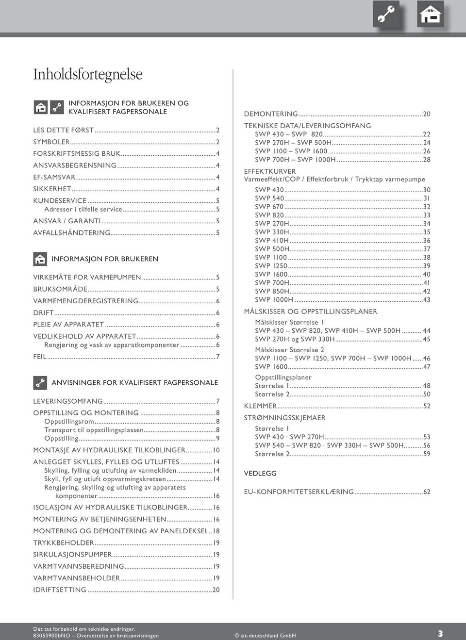 ..6 PLEIE AV APPARATET...6 VEDLIKEHOLD AV APPARATET...6 Rengjøring og vask av apparatkomponenter...6 FEIL...7 ANVISNINGER FOR KVALIFISERT FAGPERSONALE LEVERINGSOMFANG...7 OPPSTILLING OG MONTERING.