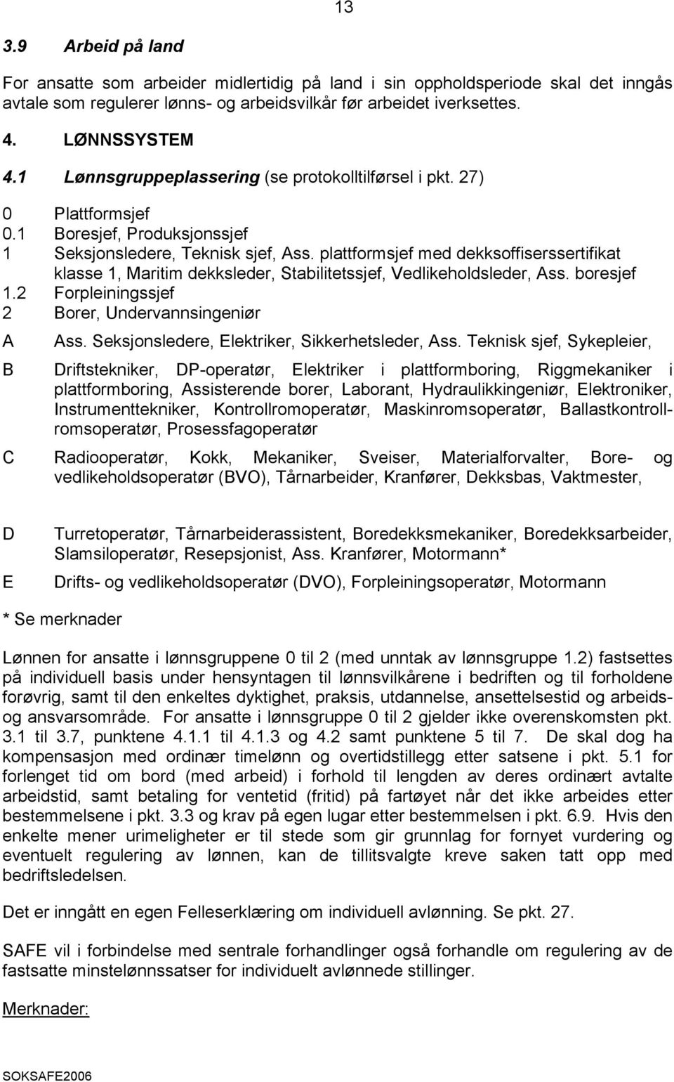 plattformsjef med dekksoffiserssertifikat klasse 1, Maritim dekksleder, Stabilitetssjef, Vedlikeholdsleder, Ass. boresjef 1.2 Forpleiningssjef 2 Borer, Undervannsingeniør A B Ass.