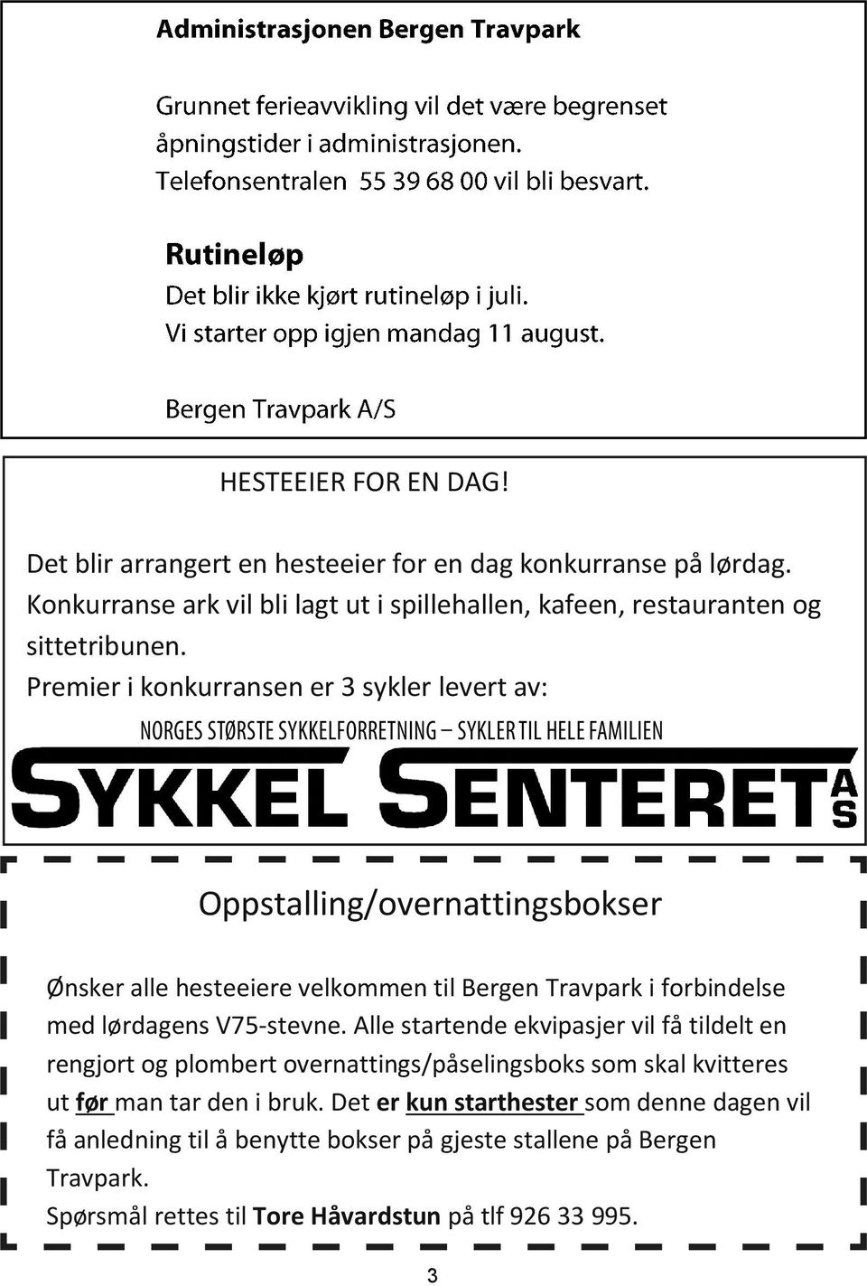 Travpark i forbindelse med lørdagens V75-stevne.