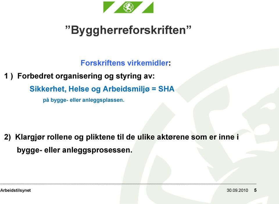 på bygge- eller anleggsplassen.