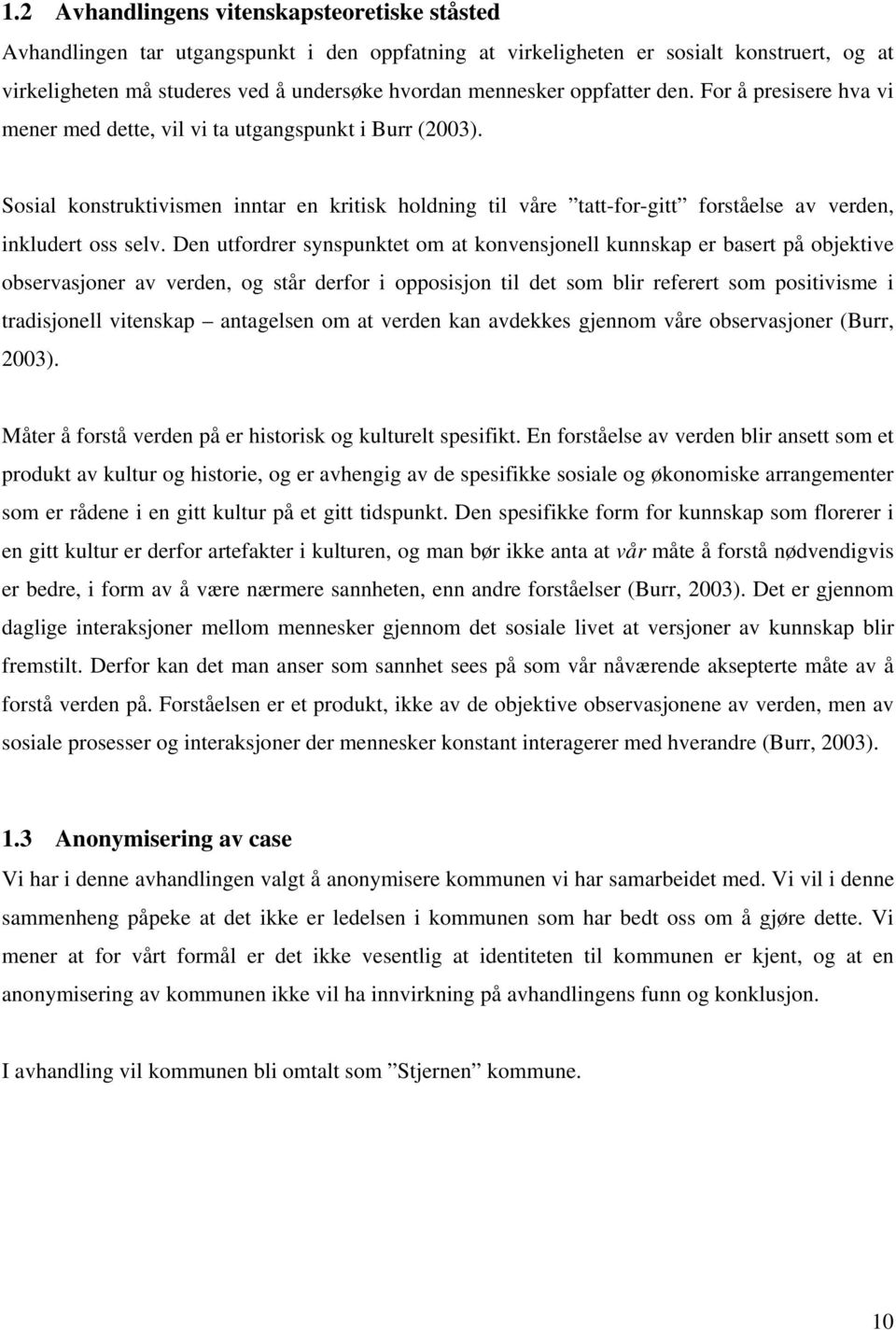 Sosial konstruktivismen inntar en kritisk holdning til våre tatt-for-gitt forståelse av verden, inkludert oss selv.