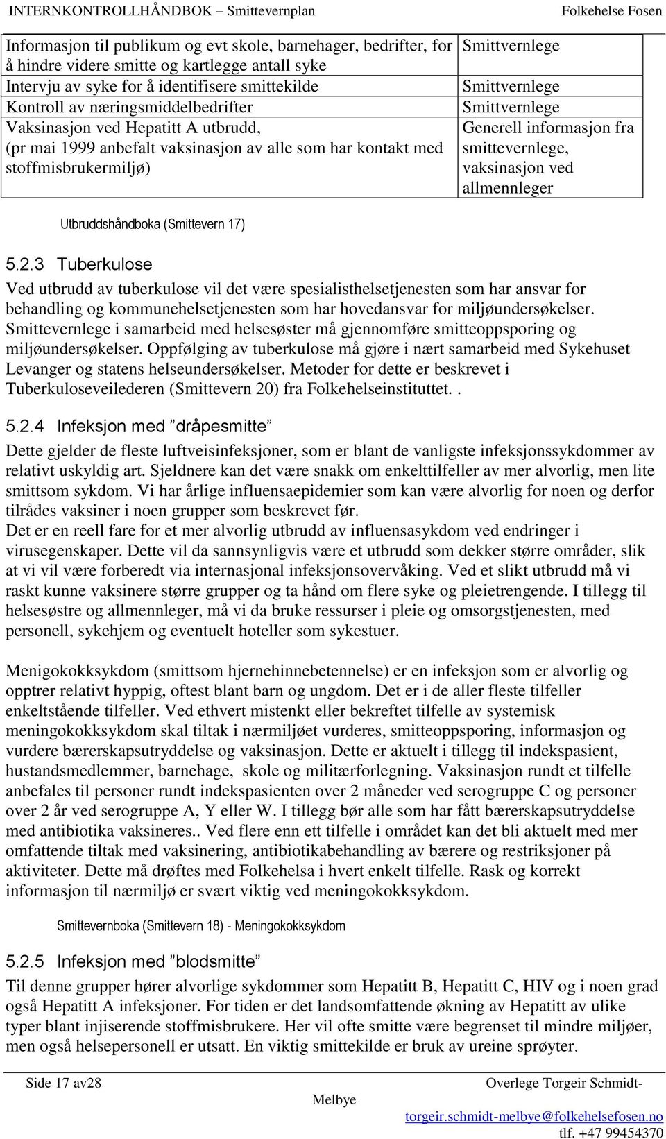 smittevernlege, vaksinasjon ved allmennleger Utbruddshåndboka (Smittevern 17) 5.2.