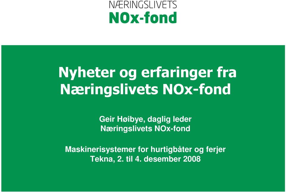 Næringslivets NOx-fond Maskinerisystemer