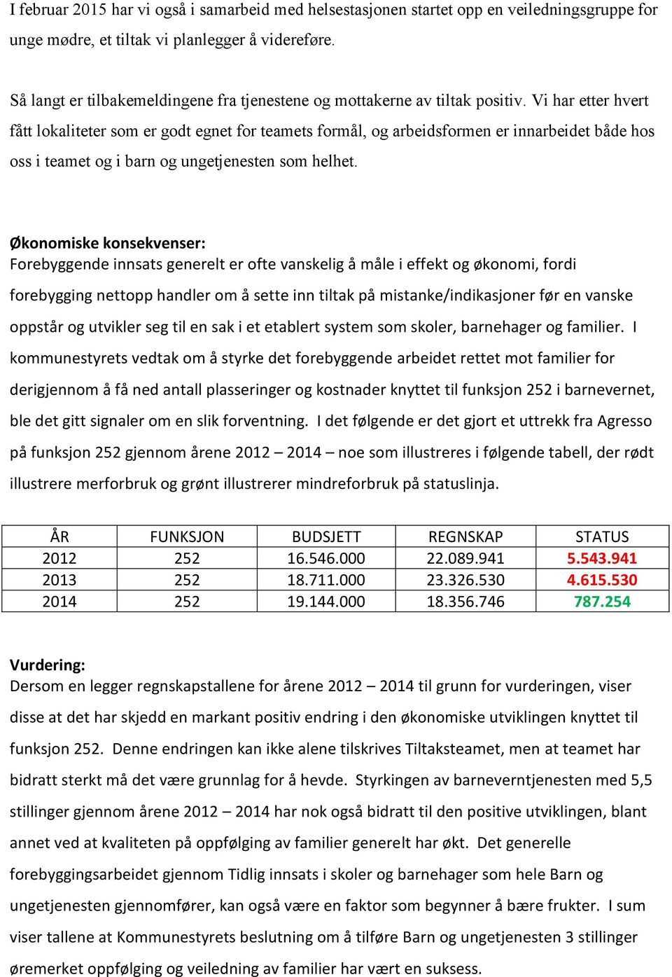 Vi har etter hvert fått lokaliteter som er godt egnet for teamets formål, og arbeidsformen er innarbeidet både hos oss i teamet og i barn og ungetjenesten som helhet.