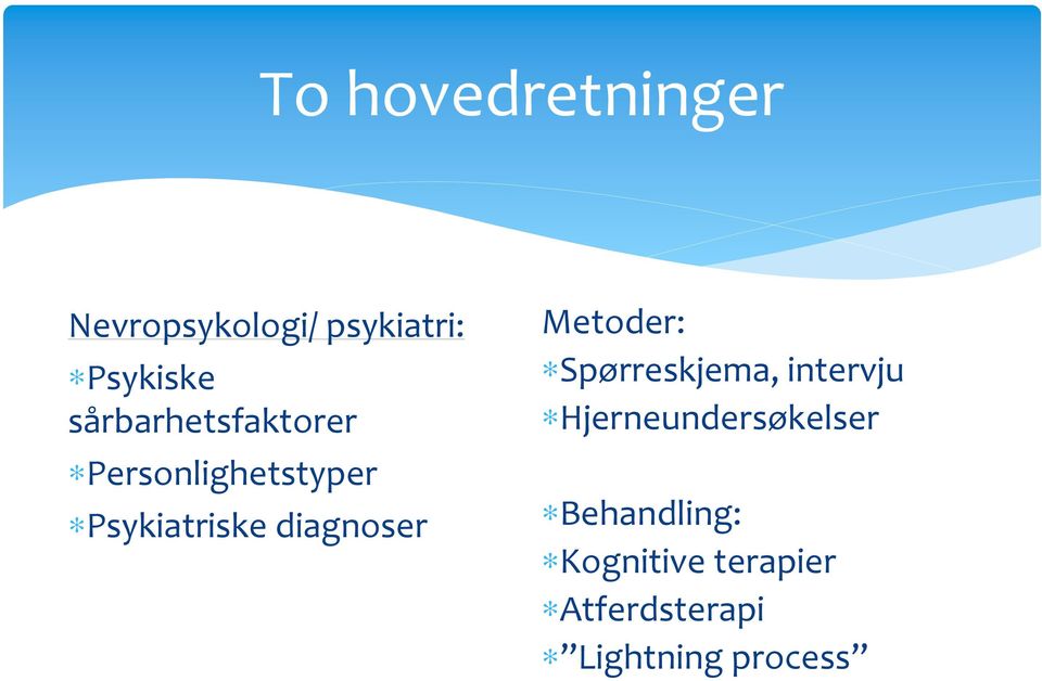 diagnoser Metoder: Spørreskjema, intervju