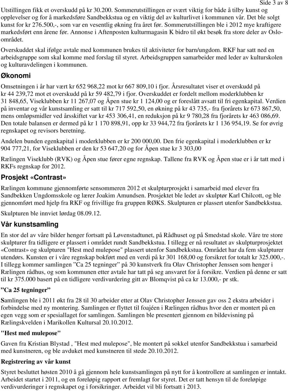 500,-, som var en vesentlig økning fra året før. Sommerutstillingen ble i 2012 mye kraftigere markedsført enn årene før.