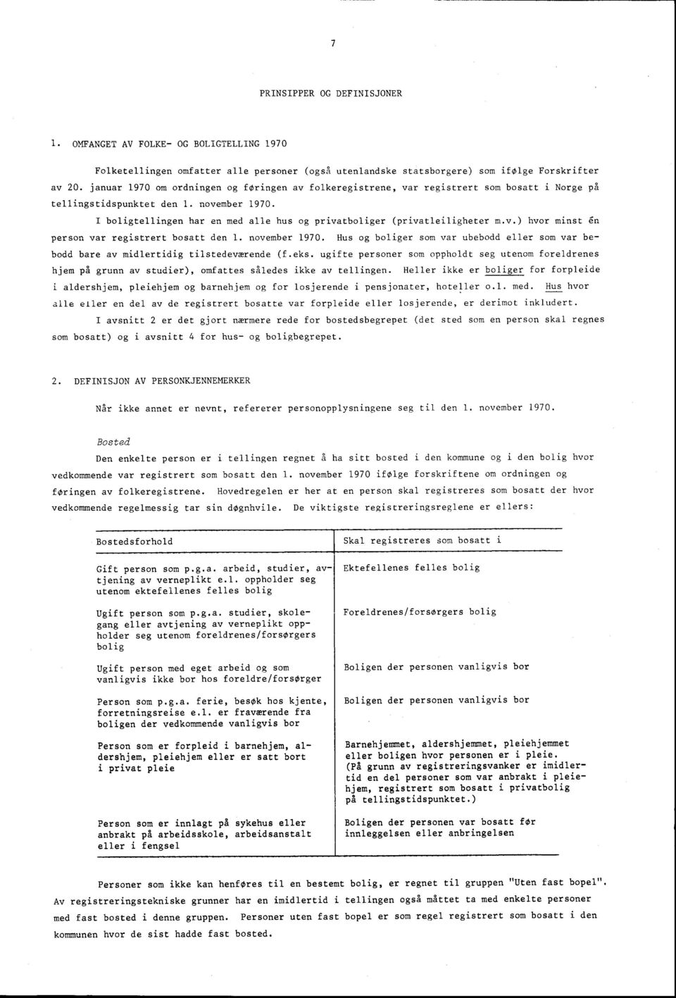 I boligtellingen har en med alle hus og privatboliger (privatleiligheter m.v.) hvor minst én person var registrert bosatt den. november 970.