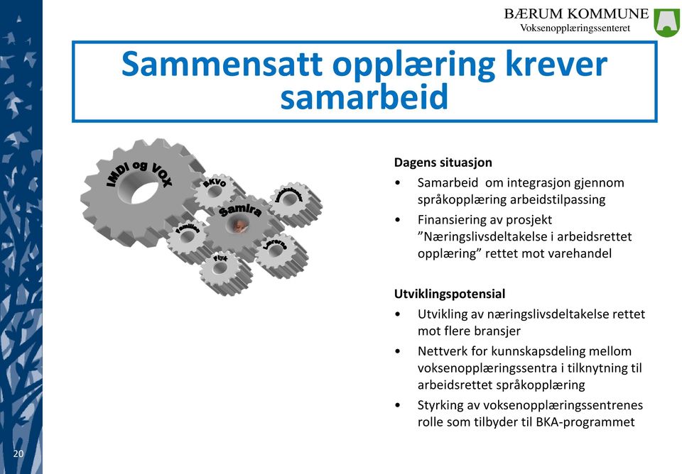 Utvikling av næringslivsdeltakelse rettet mot flere bransjer Nettverk for kunnskapsdeling mellom voksenopplæringssentra