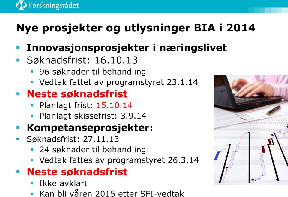 10.14 Planlagt skissefrist: 3.9.14 Kompetanseprosjekter: Søknadsfrist: 27.11.
