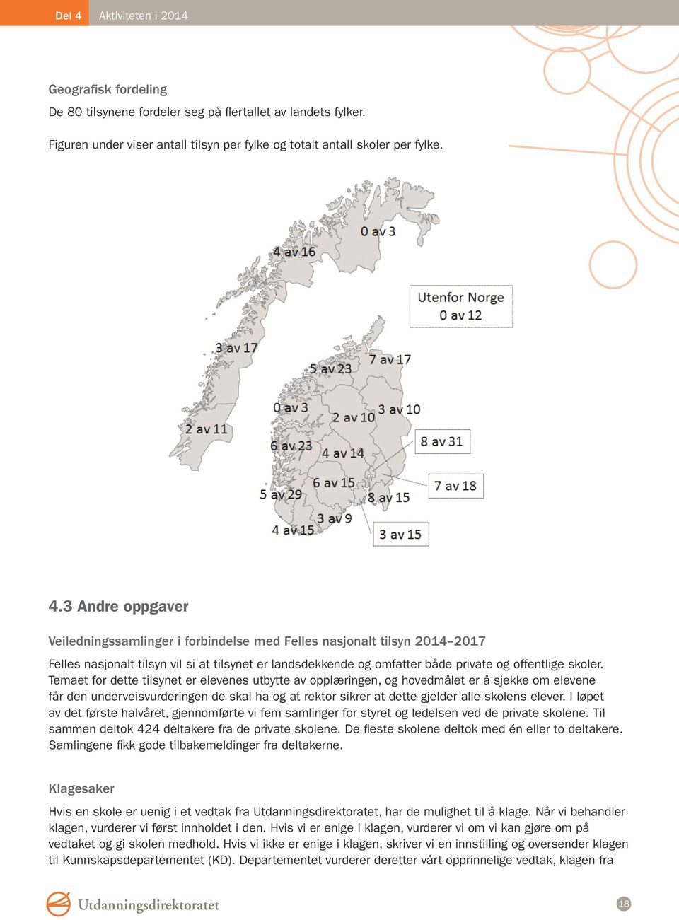 3 Andre oppgaver Veiledningssamlinger i forbindelse med Felles nasjonalt tilsyn 2014 2017 Felles nasjonalt tilsyn vil si at tilsynet er landsdekkende og omfatter både private og offentlige skoler.