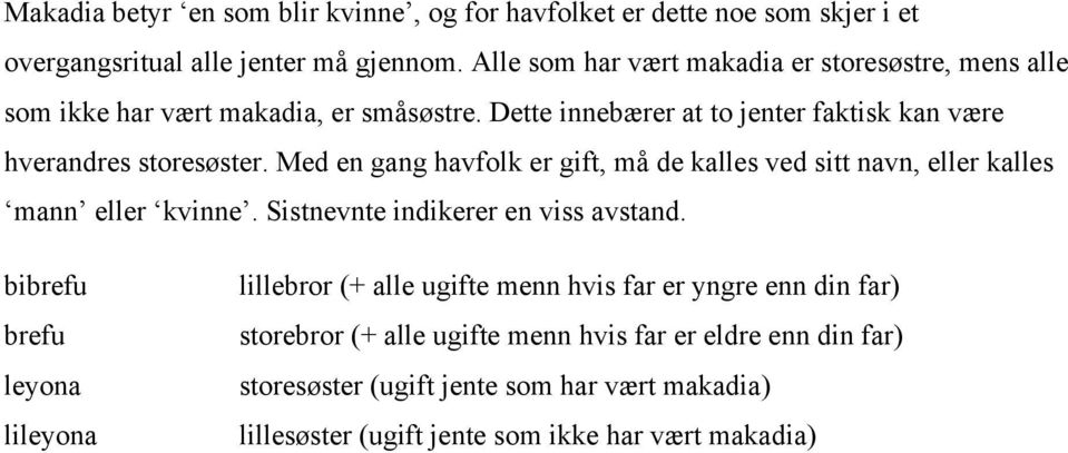 Med en gang havfolk er gift, må de kalles ved sitt navn, eller kalles mann eller kvinne. Sistnevnte indikerer en viss avstand.