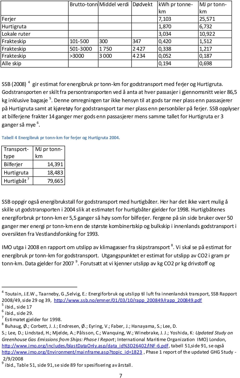 Godstransporten er skilt fra persontransporten ved å anta at hver passasjer i gjennomsnitt veier 86,5 kg inklusive bagasje 5.