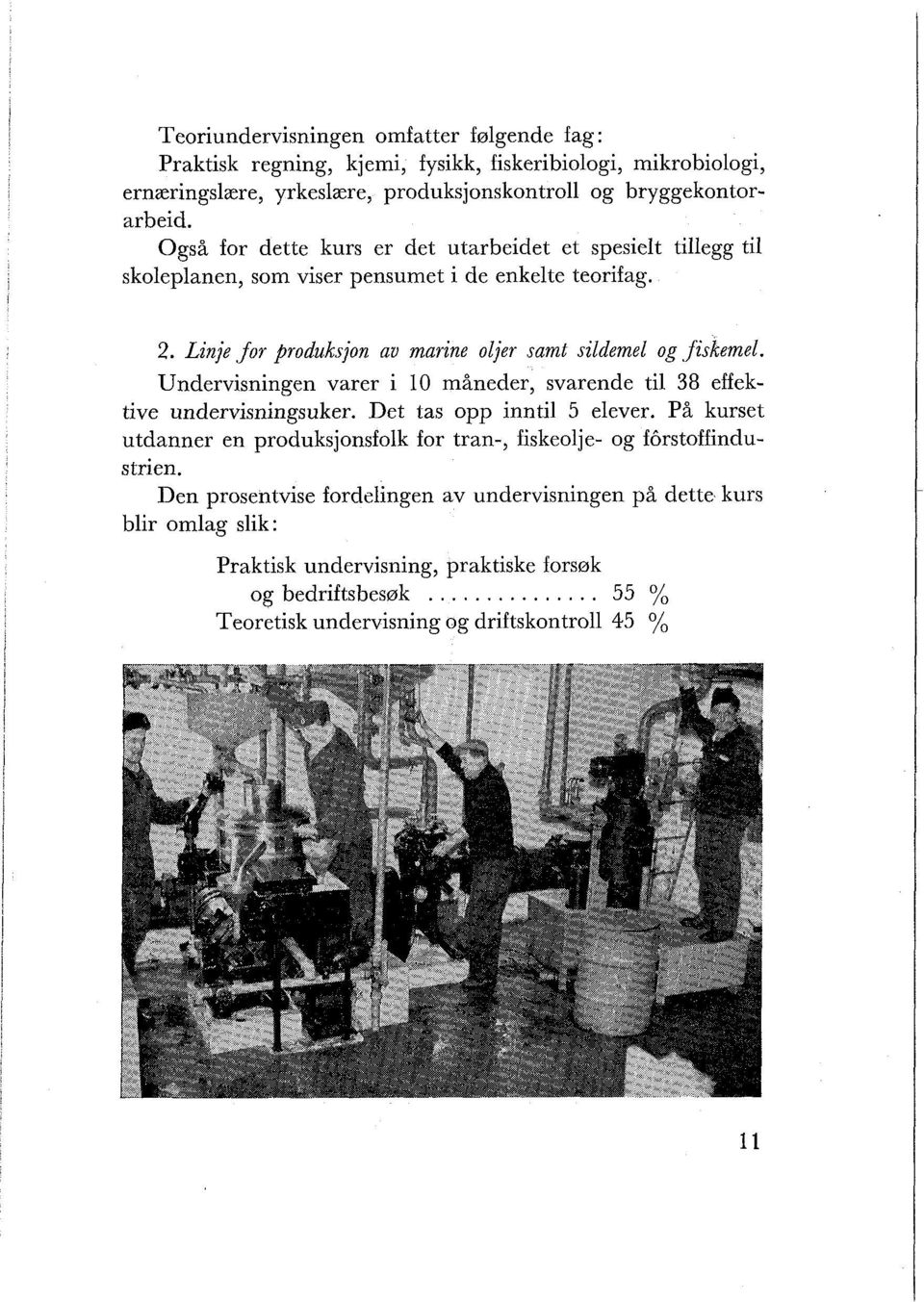 Undervisningen varer i 10 måneder, svarende til 38 effektive undervisningsuker. Det tas opp inntil 5 elever.