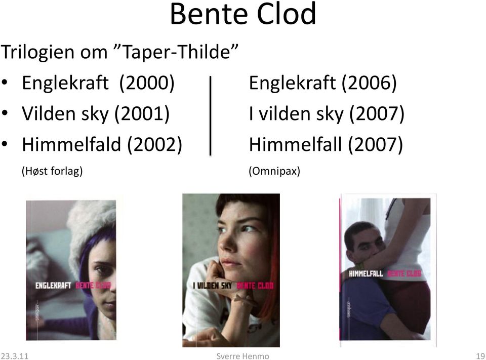 (2001) I vilden sky (2007) Himmelfald (2002)