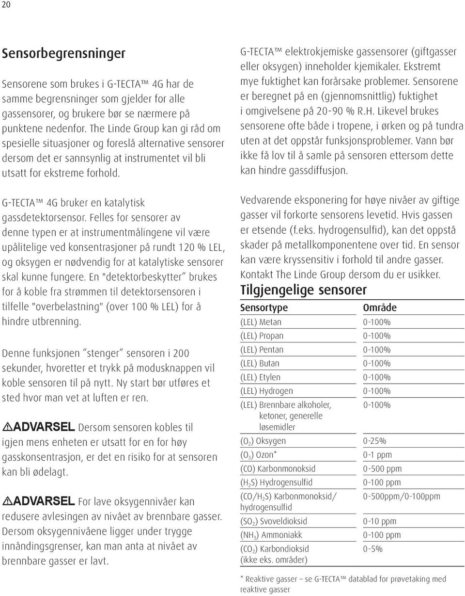 G-TECTA 4G bruker en katalytisk gassdetektorsensor.